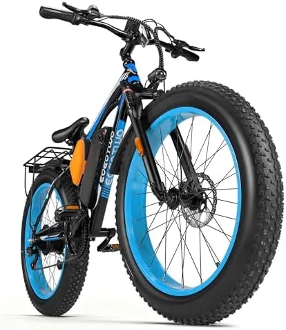 eoeotwo 26 adults electric bike1500w e bikes fat tire all terrain electric bicycle 33 mph 70miles electric mountain beach snow bike dual brake 7 speed removable battery blue